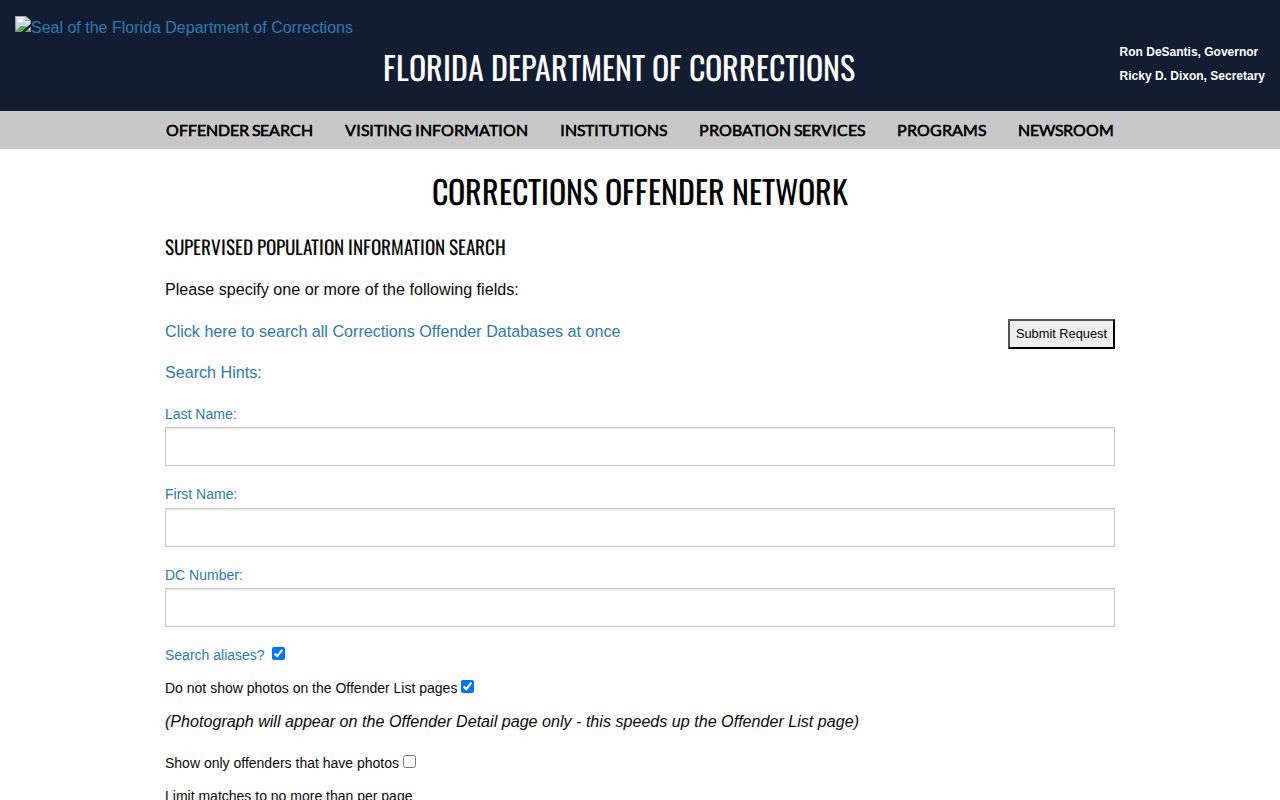 FDC Leon County probation and parole supervision search