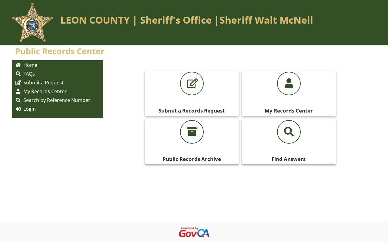 Leon County booking and release record request portal