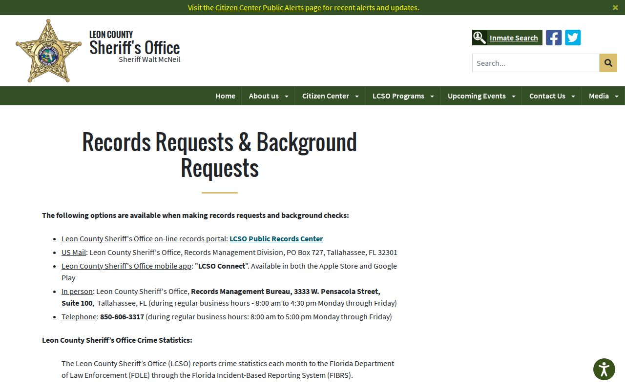 Leon County release record request page
